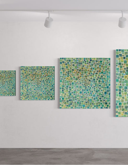 Green Squares | Framed Giclee Print on Canvas